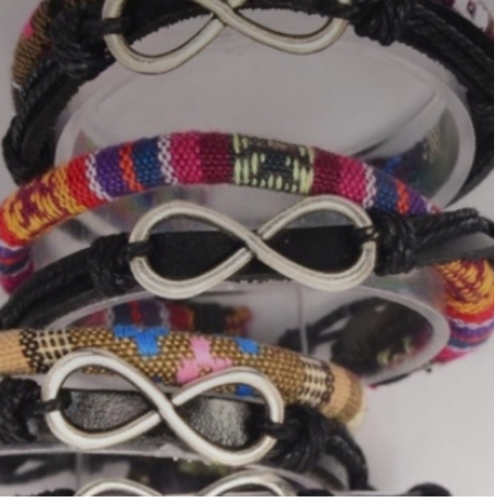 Men's bracelet stripped southwestern Bohemian punk rockabilly unisex Tie closure